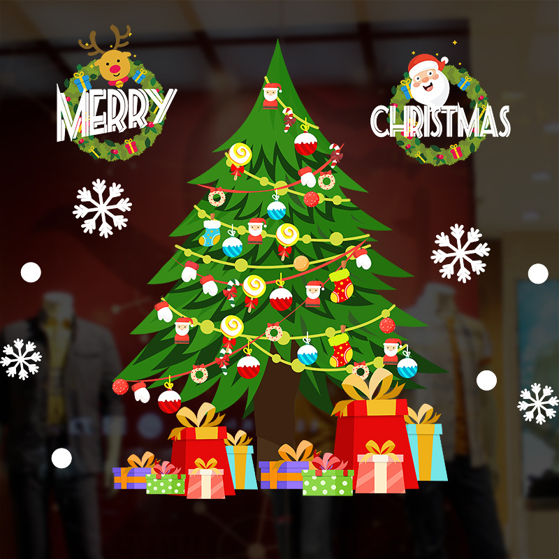 Christmas Window Glass Stickers Atmosphere Layout Xmas Electrostatic Sticker Mirror Wall Stickers Merry Christmas Party Supplies · v2