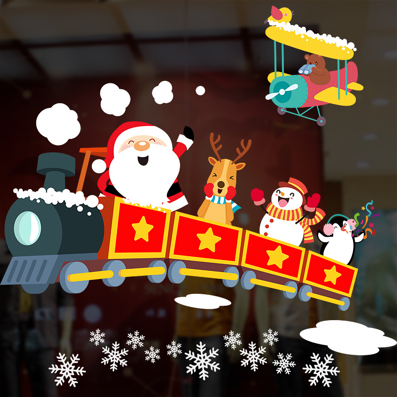 Christmas Window Glass Stickers Atmosphere Layout Xmas Electrostatic Sticker Mirror Wall Stickers Merry Christmas Party Supplies · v2