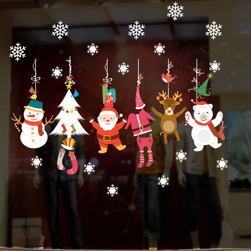 Christmas Window Glass Stickers Atmosphere Layout Xmas Electrostatic Sticker Mirror Wall Stickers Merry Christmas Party Supplies · v2