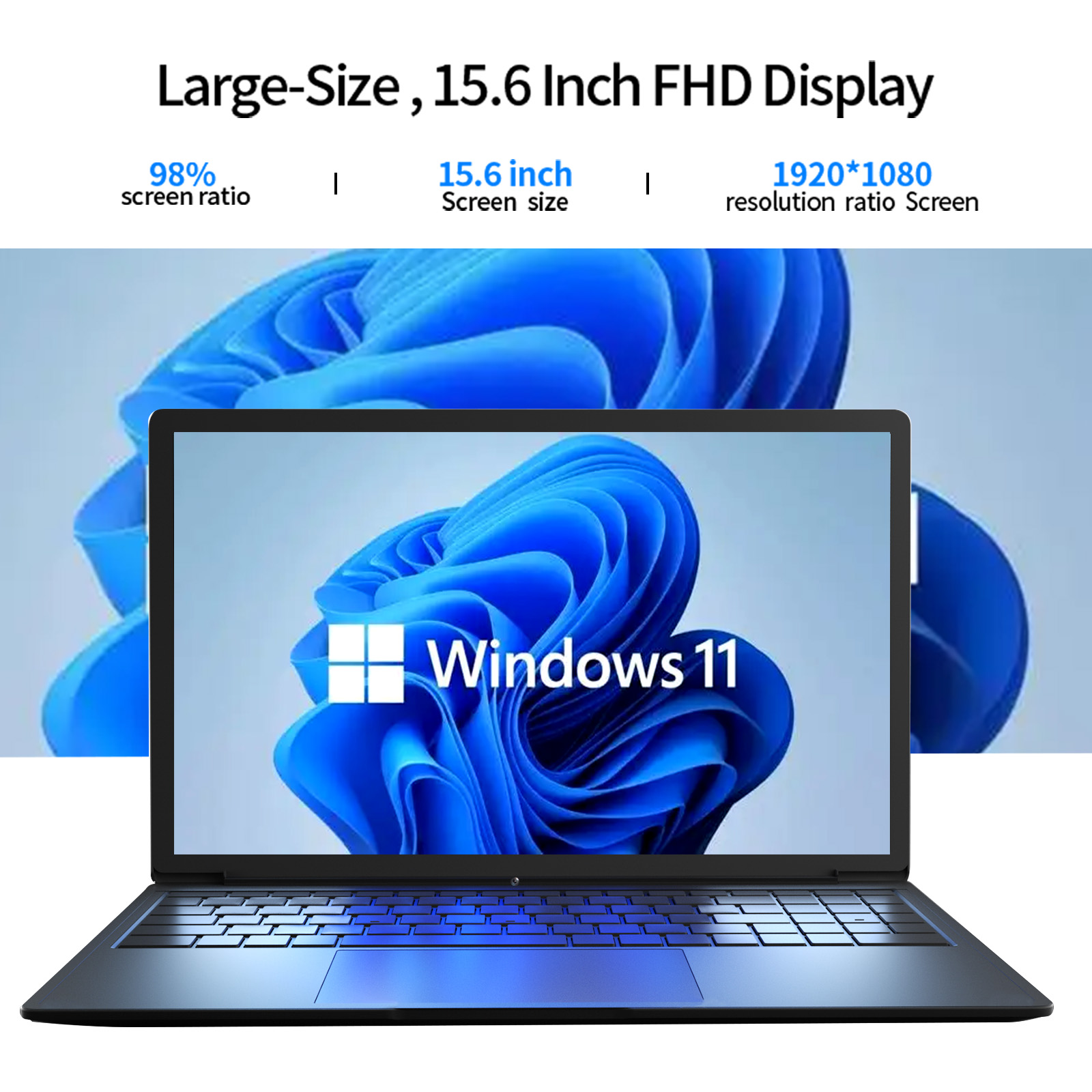 CRELANDER Gaming Laptops 15.6 Inch Intel Celeron N5095 12GB RAM 256GB SSD Notebook Pc Portable Computer Computador