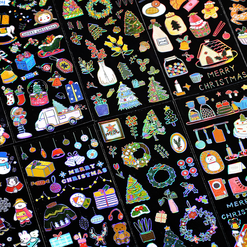 1set/lot Kawaii Scrapbook Stickers Christmas Scrapbooking Supplies diary Planner Decorative Craft Stationery Sticker · v2