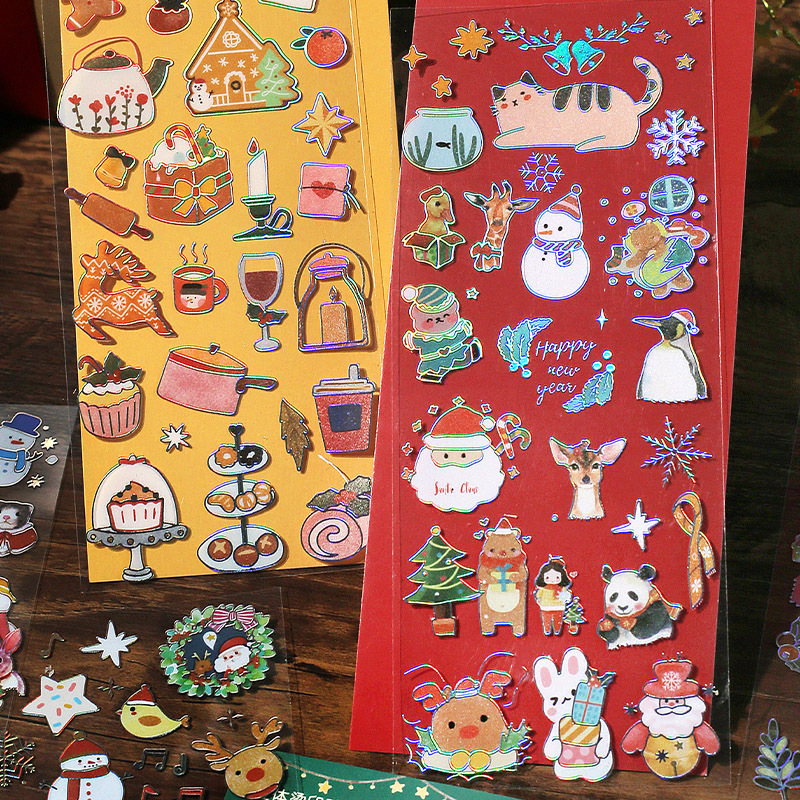 1set/lot Kawaii Scrapbook Stickers Christmas Scrapbooking Supplies diary Planner Decorative Craft Stationery Sticker · v2