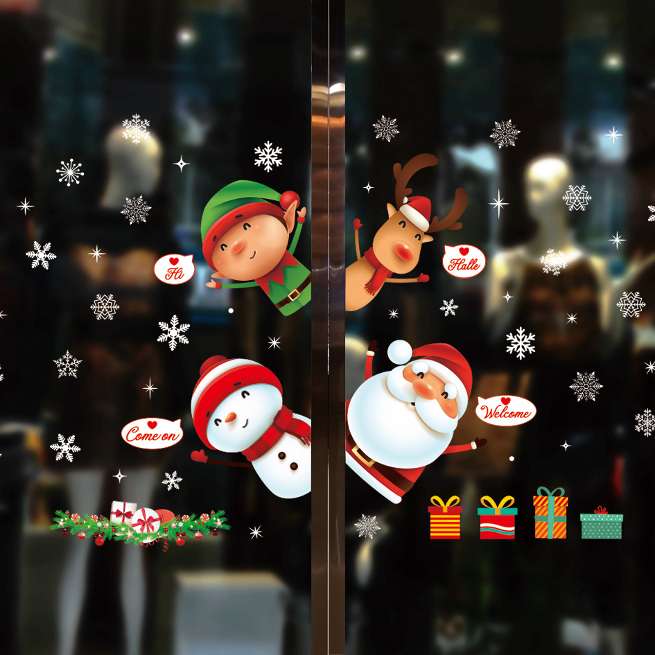 New Christmas Decoration Window Stickers Santa Gifts Merry Christmas Mirror Sticker Xmas Tree Window Glass Sticker New Year 2023 · v2