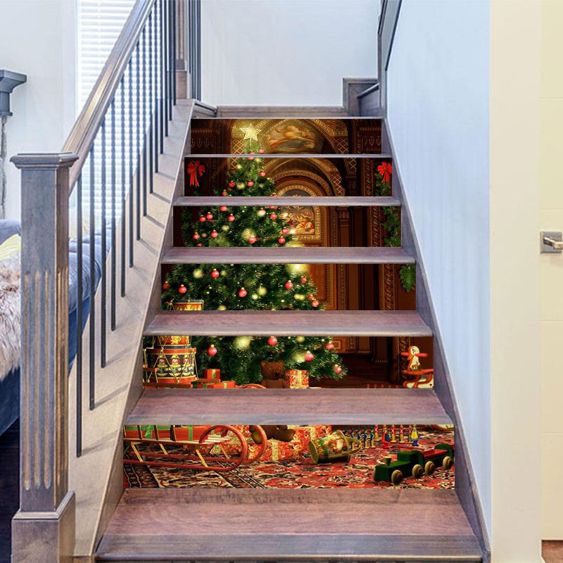 New Product Christmas Creative Staircase Stickers 3D Christmas Tree Corridor Stairs Renovation Decoration Wall Stickers · v2