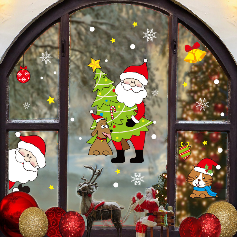 2022 New Christmas Snowman Elk Santa Stickers Window Glass Electrostatic Sticker Merry Christmas Decor For Home Xmas Ornaments · v2
