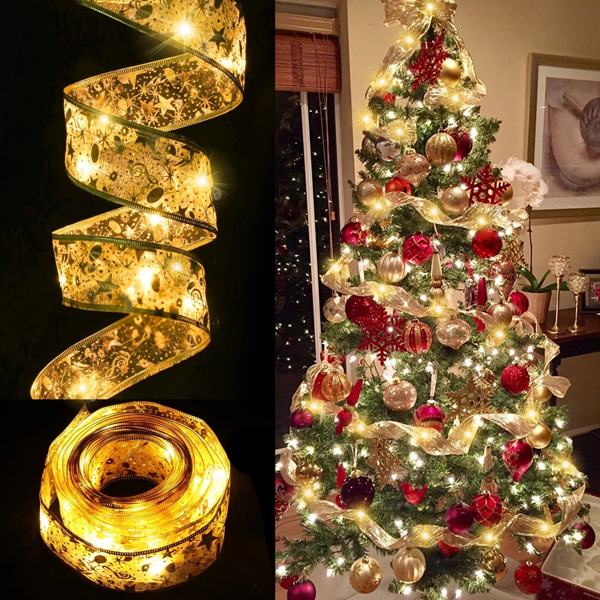 5M 10M LED Ribbon Fairy Light Christmas Decoration Christmas Tree Ornaments For Home String Garland Lamp Party New Year Gifts · v2