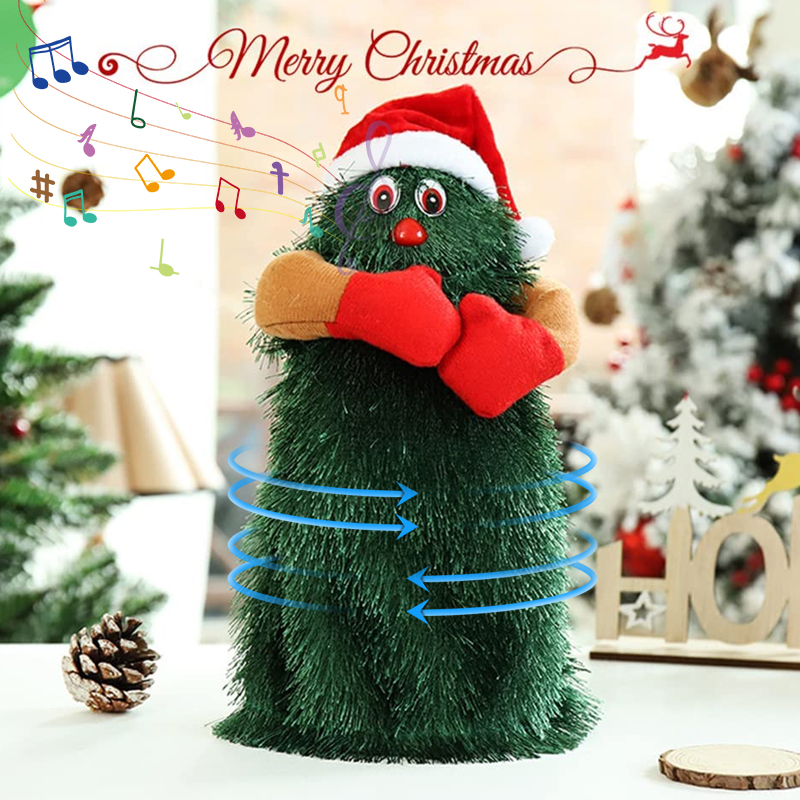 Musical Christmas Tree Electric Plush Toy Dolls Funny Cute Green Electronic Xmas Tree Musical Santa Claus Funny Xmas Decorations · v4