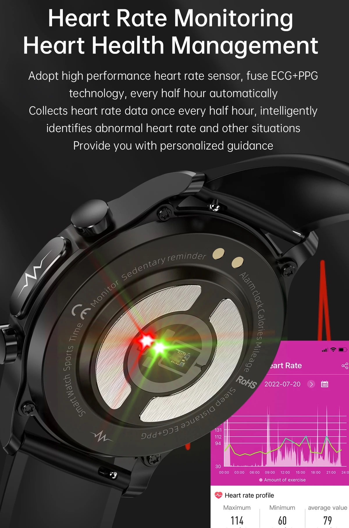 2022 Yeni Akıllı Saat Erkek EKG Monitörü Kan Basıncı Vücut Sıcaklığı SmartWatch IP68 Erkek Saatleri İçin Suya Dayanıklı Fitness İzleyici