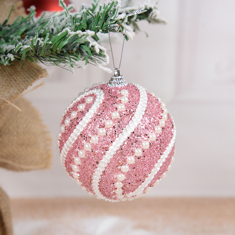 2/4Pcs 8cm Christmas Balls Glitter Xmas Tree Hanging Foam Bauble Pendant Ornaments Christmas Decoration For Home 2023 Navidad · v3
