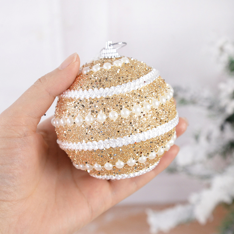 2/4Pcs 8cm Christmas Balls Glitter Xmas Tree Hanging Foam Bauble Pendant Ornaments Christmas Decoration For Home 2023 Navidad · v3