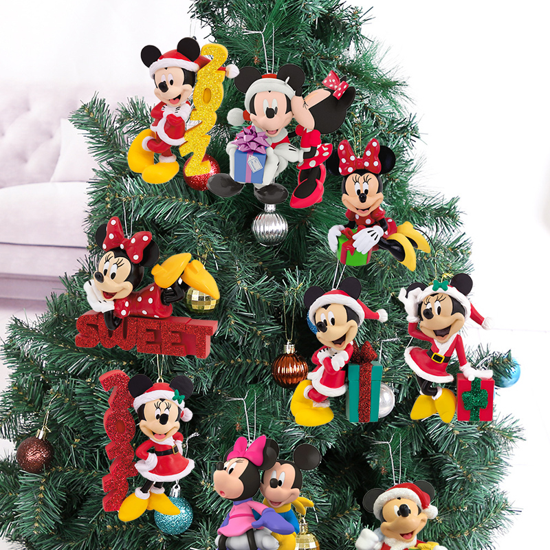 Disney Minnie Mickey Mouse Christmas Flat Pendant Hanging Ornaments Christmas Tree Decorations Pendant Xmas Decor New Year Gift · v3