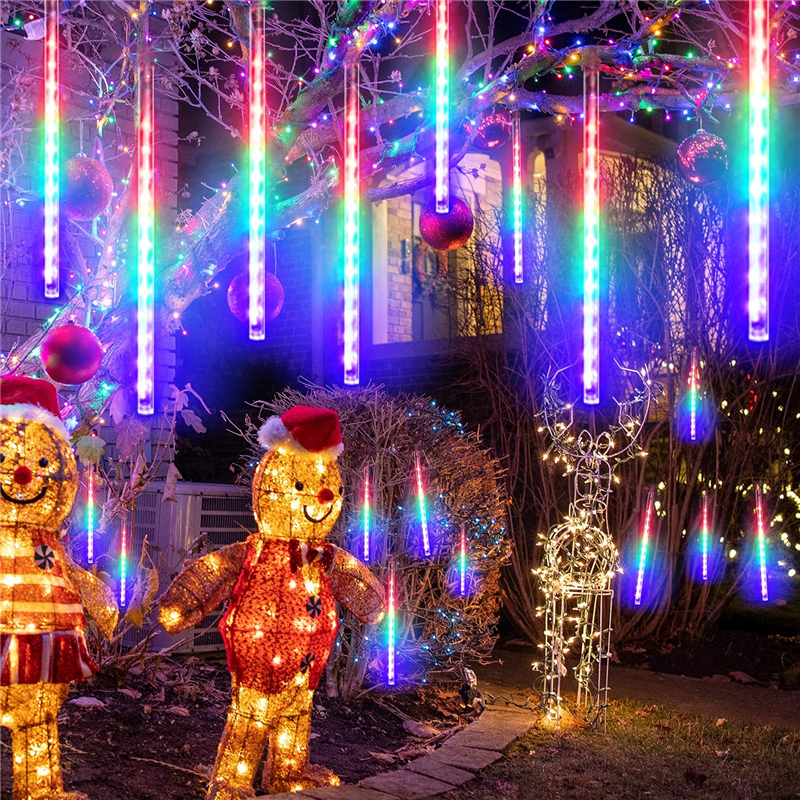 Dipimpin hujan Meteor cahaya natal hiasan lampu pohon surya tali hujan kedap air air hujan p Icicle cahaya taman dekorasi pesta