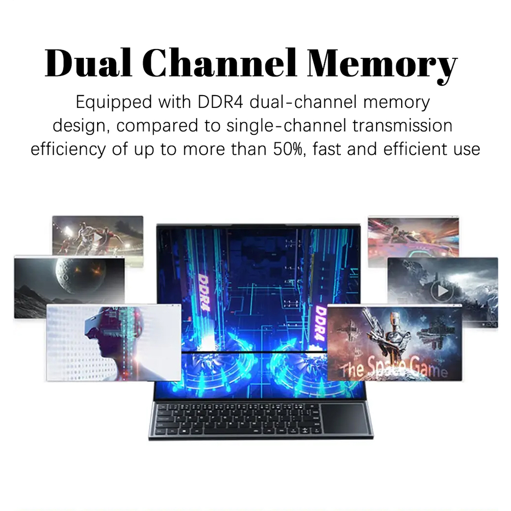 CRELANDER Dual Screen Laptop 16.1 Inch + 14.1 Inch Touch Screen Core i7 10750H Processor Gaming Laptop Notebook Computer · v3