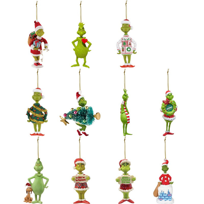 The Green Stole Christmas Tree Flat Pendant Decoration 2023 New Resin Cartoon Ornaments For Children Xmas Tree Hanging Pendants · v2