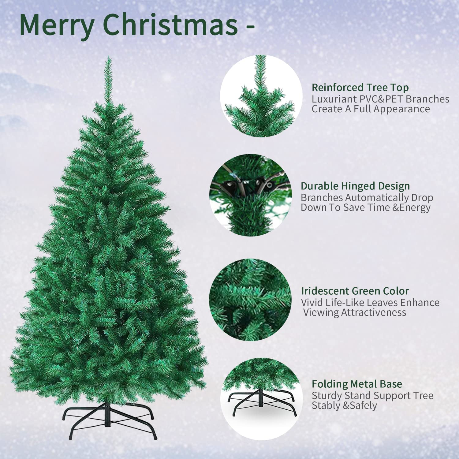 Cây giáng sinh Trang trí nhà trong nhà vật liệu PVC ngoài trời ^ Reusable Christmas Trees 2023 New Year Decor Xmas Gift 210/180/150cm
