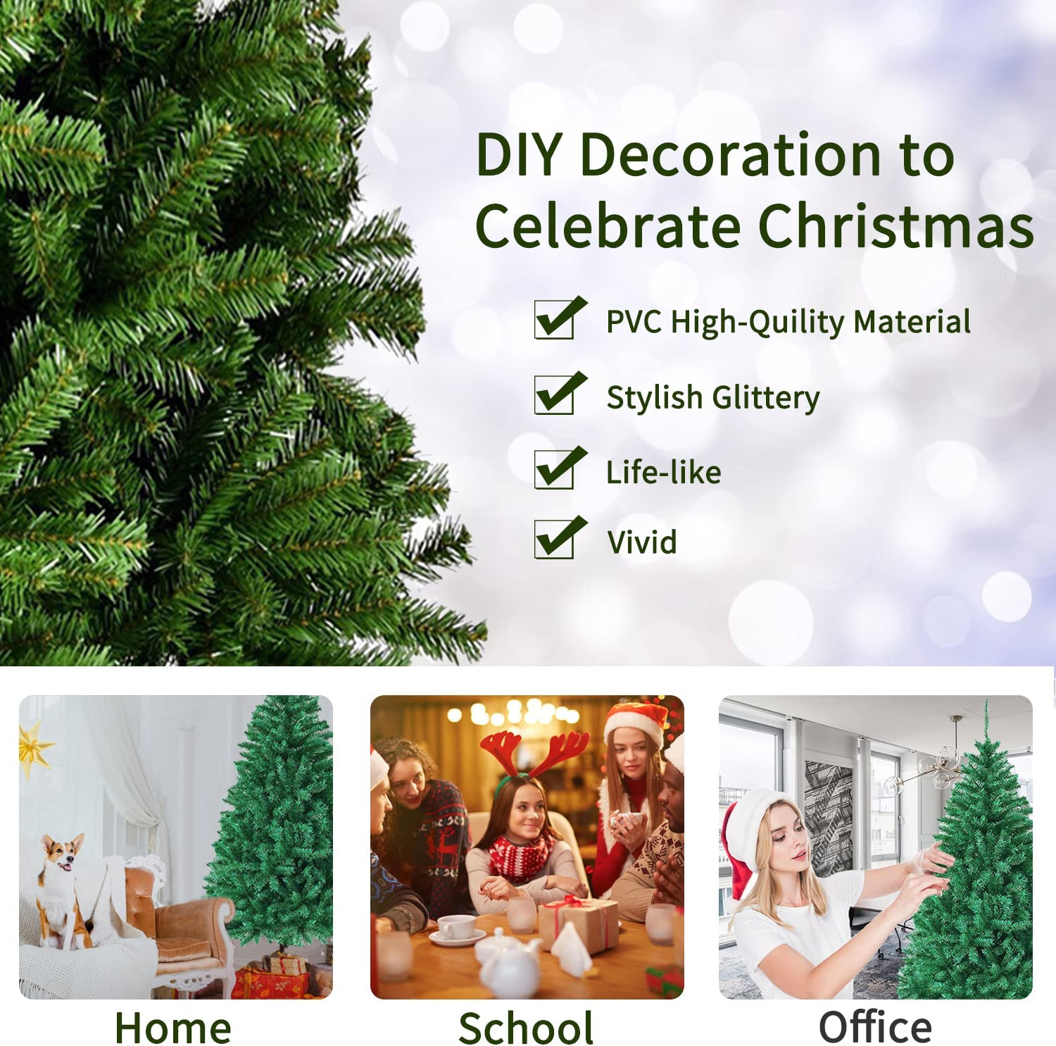 Christmas Tree Home Decoration Outdoor Indoor PVC Material Reusable Christmas Trees 2023 New Year Decor Xmas Gift 210/180/150cm · v3