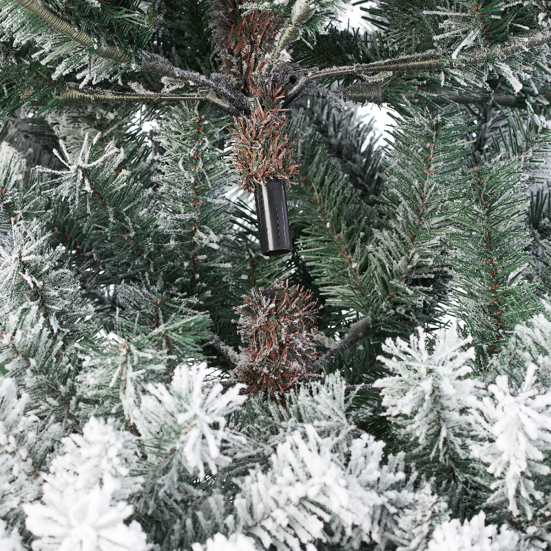 Holiday Time 7.5ft Pre-Lit Flocked Birmingham Fir Artificial Christmas Tree, Warm White LED, Green, 7.5' · v3