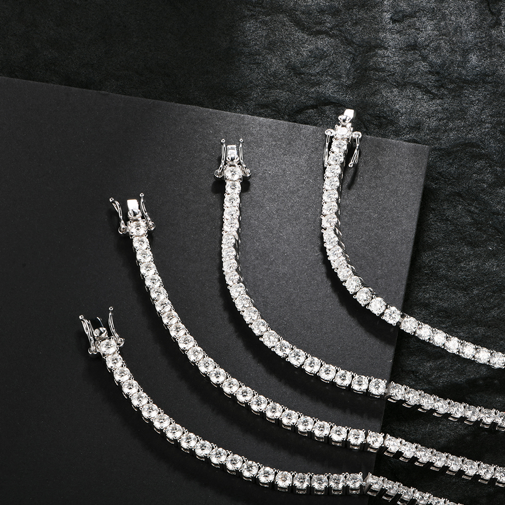 ATTAGEMS Solid 925 Sterling Silver Moissanite Tennis Bracelets for Women Round 3.5mm Charm Bracelet for Engagement Party Gifts · v3