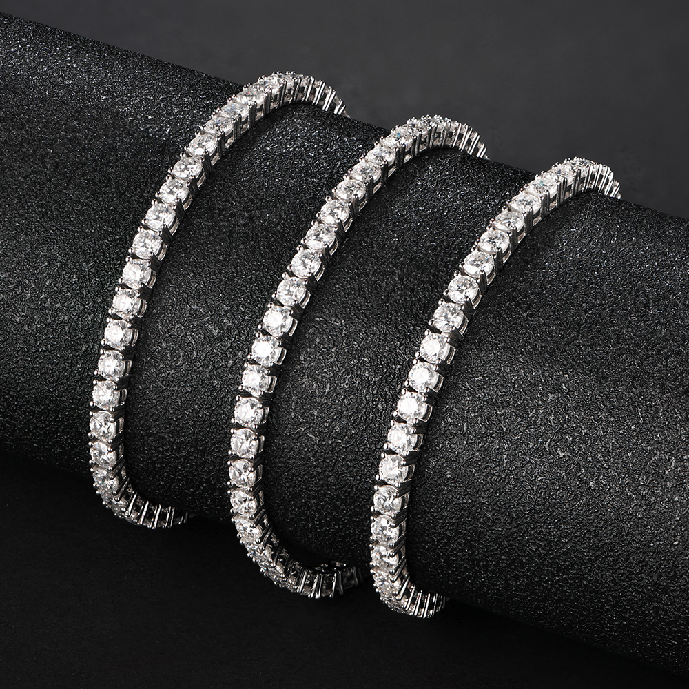 ATTAGEMS Solid 925 Sterling Silver Moissanite Tennis Bracelets for Women Round 3.5mm Charm Bracelet for Engagement Party Gifts · v3