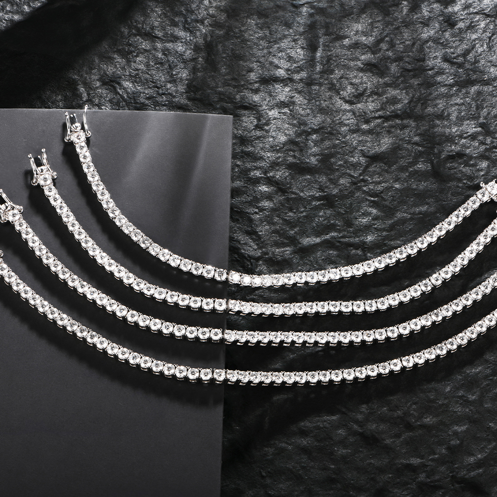 ATTAGEMS Solid 925 Sterling Silver Moissanite Tennis Bracelets for Women Round 3.5mm Charm Bracelet for Engagement Party Gifts · v3