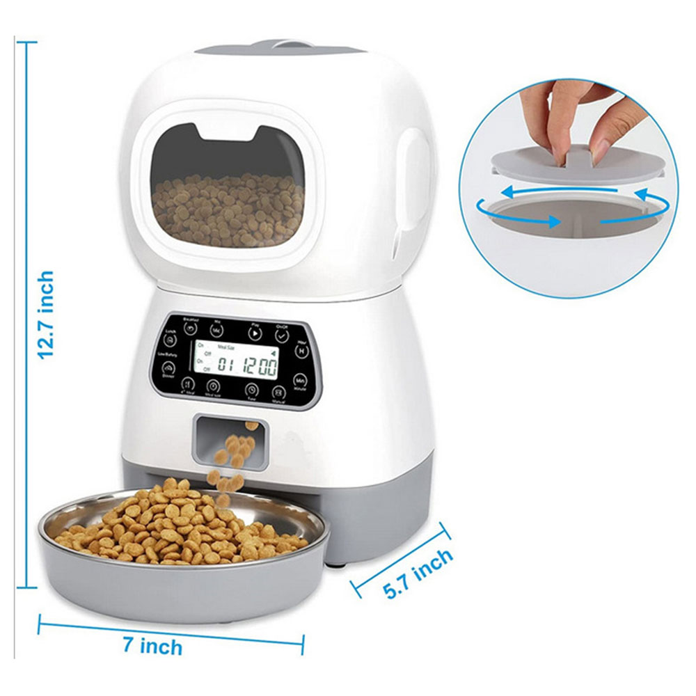 Automatische voerbak voor huisdieren, 3,5 liter, slimme voedseldispenser voor katten, honden, timer, roestvrijstalen kom, automatische hondenvoeding, dierbenodigdheden