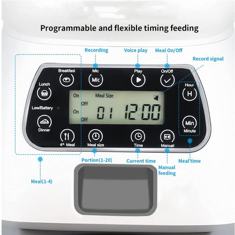 Automatic Pet Feeder 4.5L WIFI APP Pet Food Dispenser Feeding Vending Large Cat Dog 4 Meal Voice Recorder Timer Smart Dog Bowl