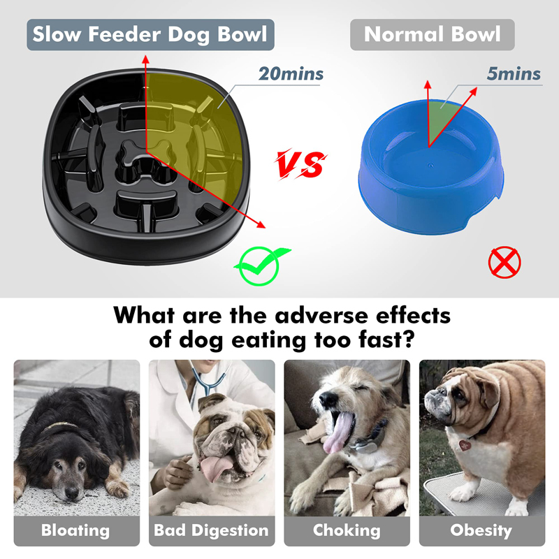 Benepaw Dog Slow Feeder, nourriture lente, écologique, antidérapante, pour animaux de compagnie, bol, plat, puzzle, anti-étouffement