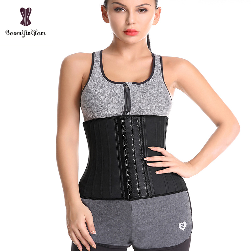 Black Cream 3 Hook And Eye 25 Steel Booned Latex Waist Trainer Fajas Girdle Sashes Waistband Plus Size Underwear Corselet Women