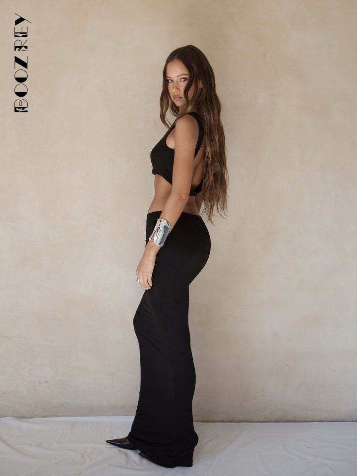BoozRey Seksowny zestaw długich spódnic bez pleców bez pleców dla kobiet Elegancka odzież klubowa letnia Skinny Lady Robe Set