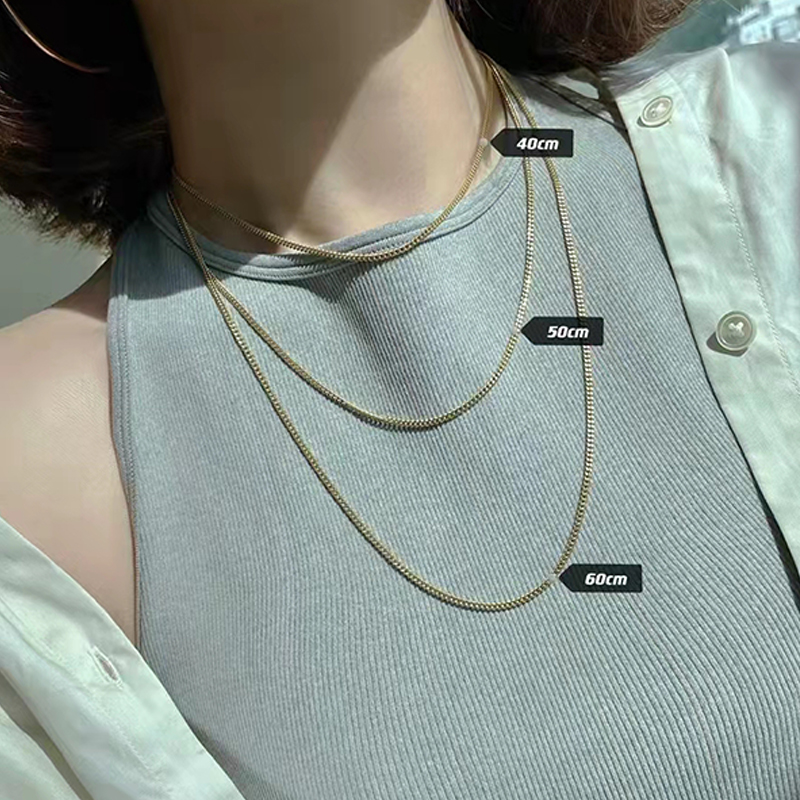 CHUHAN Real 18K Gold Cuban Choker Necklace AU750 Strong Gloss and Good Texture Clavicle Chain Luxury Jewelry for Women · v2