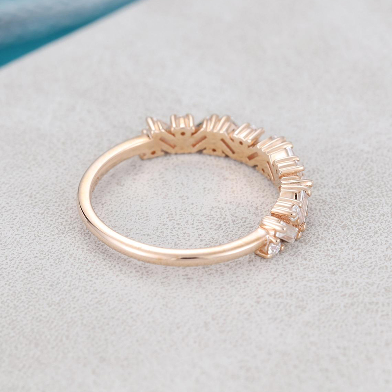 CxsJeremy Unique Half Eternity Baguette Cut Moissanite Wedding Band 14K Yellow Gold Moissanite Engagement Ring Matching Band · v2