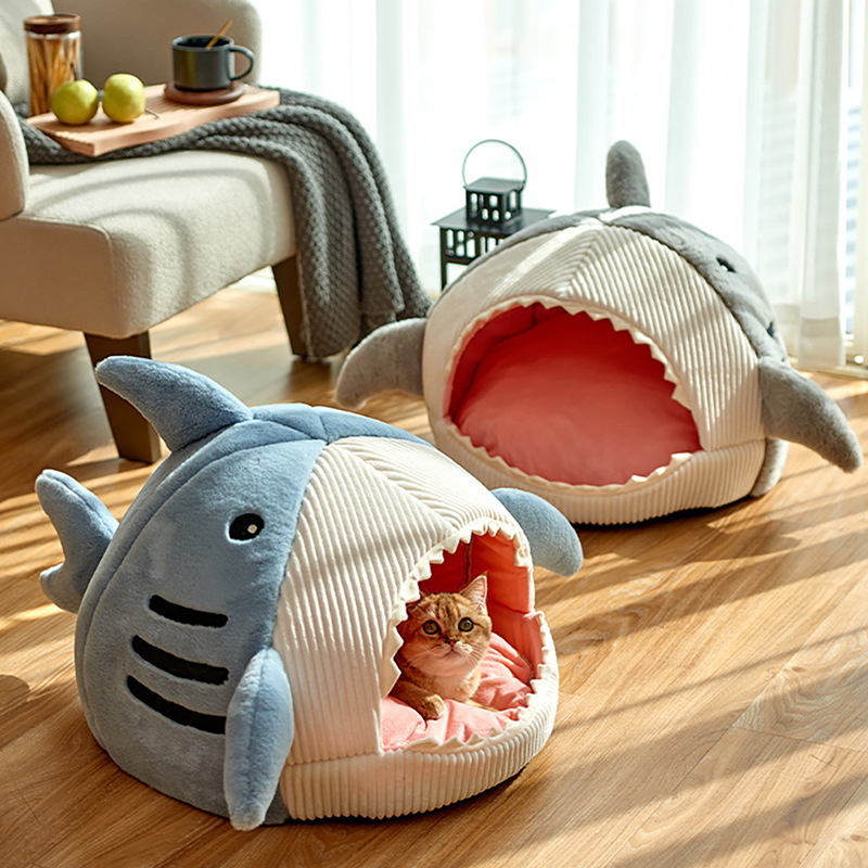 Enclosed Warm Cat Bed for Portable Pet Beds Sweet Kittens Basket Cushion Cat Pillow Mat Tent Puppy Nest Cave Cats House Goods · v3