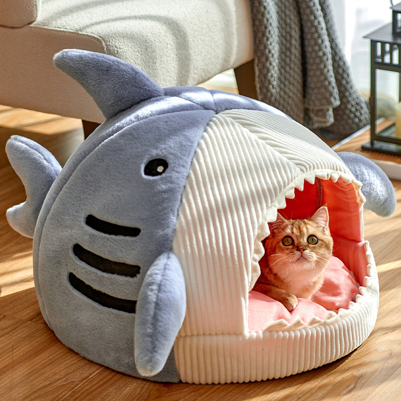 Enclosed Warm Cat Bed for Portable Pet Beds Sweet Kittens Basket Cushion Cat Pillow Mat Tent Puppy Nest Cave Cats House Goods · v3