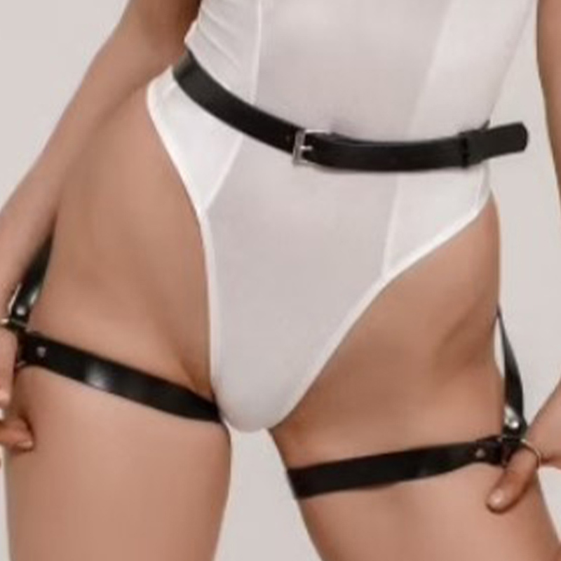Gothic Leather Harness Sexy Lingerie Body Woman Erotic Thigh Garter Belt Bondage Bdsm Fashion Buttock Garters Stockings Fetish