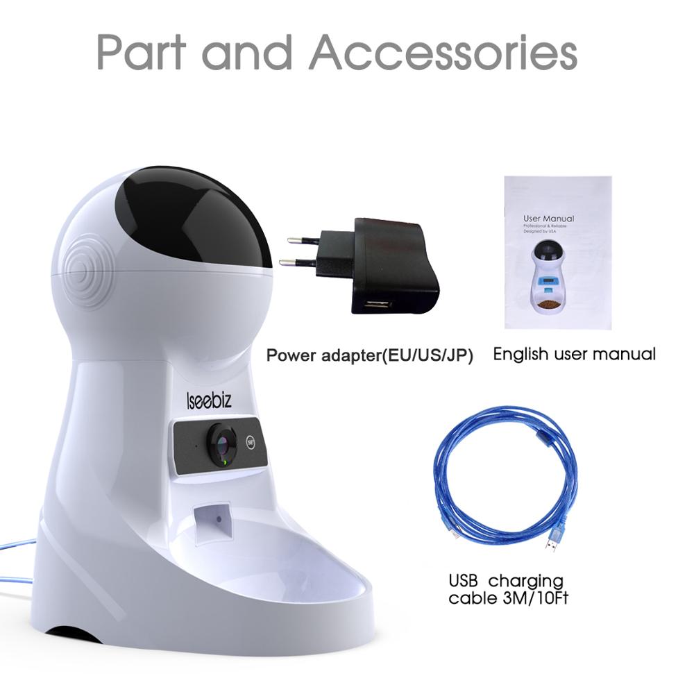Iseebiz 3L Automatic Cat Feeder Dog Food Dispenser with Camera Support Voice Record ,App Control 8 Times One Day Pet Accessories