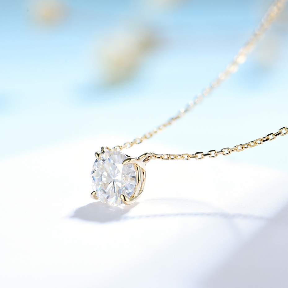 Kuololit 750 18K 14K 10K Solid Gold Moissanite Gemstone Pendants For Women Luxury Engagement Fine Jewelry Christmas With Chains · v2