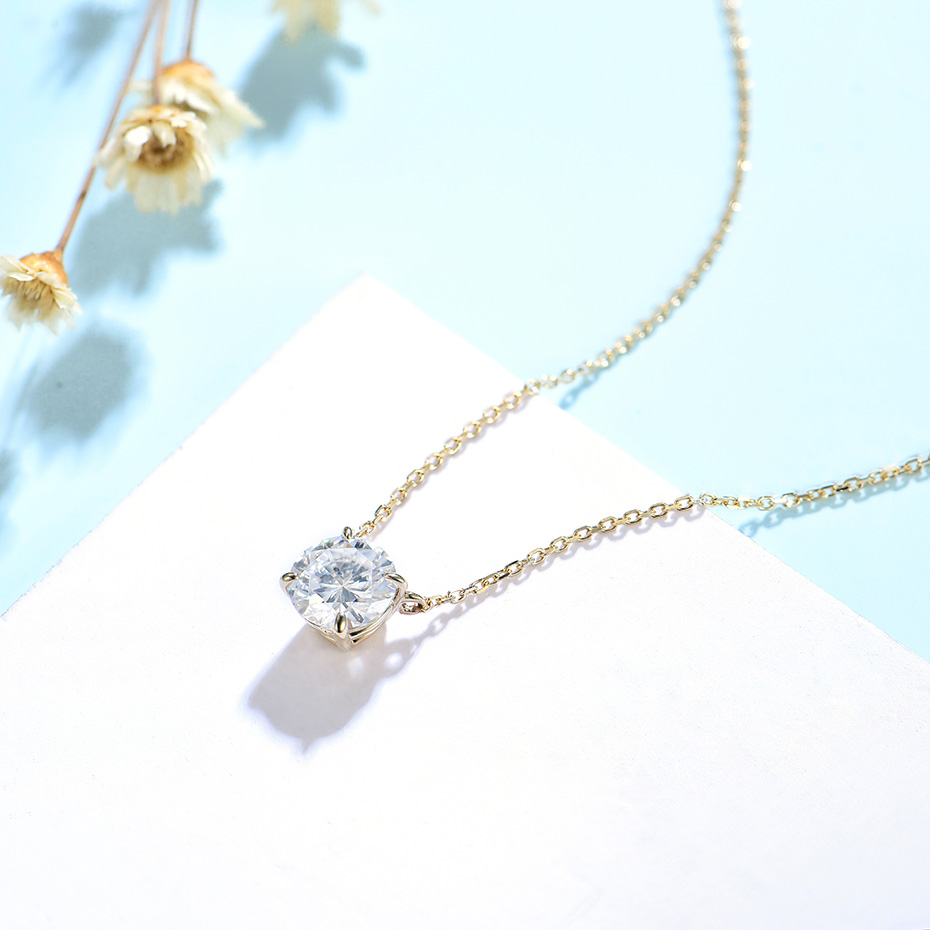 Kuololit 750 18K 14K 10K Solid Gold Moissanite Gemstone Pendants For Women Luxury Engagement Fine Jewelry Christmas With Chains · v2