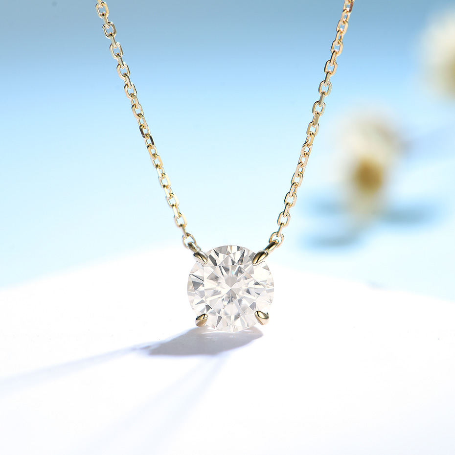 Kuololit 750 18K 14K 10K Solid Gold Moissanite Gemstone Pendants For Women Luxury Engagement Fine Jewelry Christmas With Chains