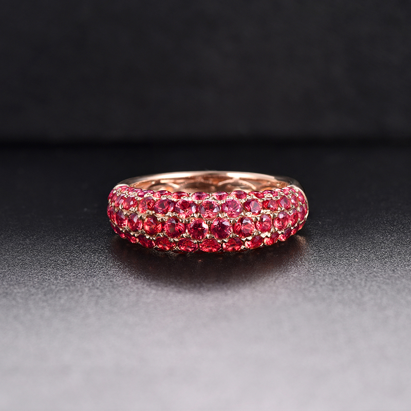 LOVERJEWELRY Au585 Gold Bands Rings For Women 14K Rose Gold Natural Gemstones Red Ruby Gemstones Unisex Ring Jewelri