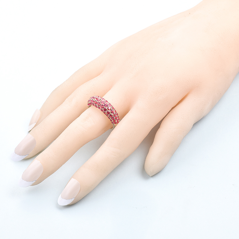 LOVERJEWELRY Au585 Gold Bands Rings For Women 14K Rose Gold Natural Gemstones Red Ruby Gemstones Unisex Ring Jewelri