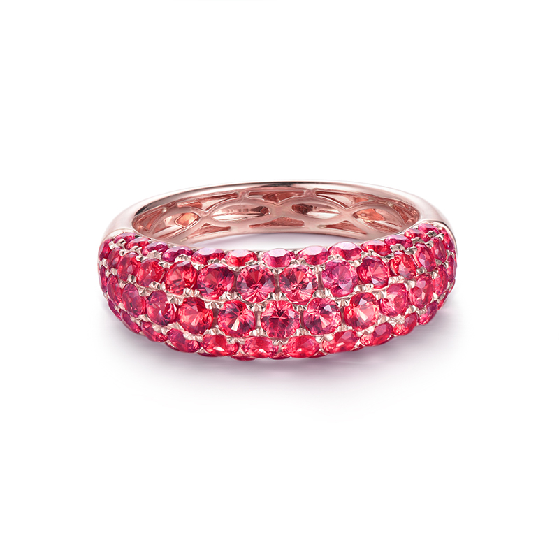 LOVERJEWELRY Au585 Gold Bands Rings For Women 14K Rose Gold Natural Gemstones Red Ruby Gemstones Unisex Ring Jewelri
