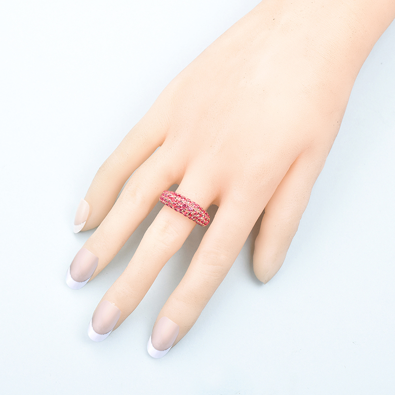 LOVERJEWELRY Au585 Gold Bands Rings For Women 14K Rose Gold Natural Gemstones Red Ruby Gemstones Unisex Ring Jewelri