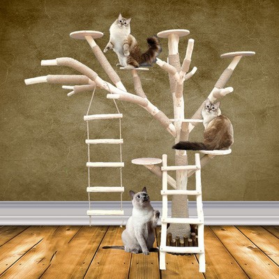 Large Solid Wood Cat Climbing Frame Cat Litter Cat Tree Climbing Cat Toy Log Pet Tree Customization