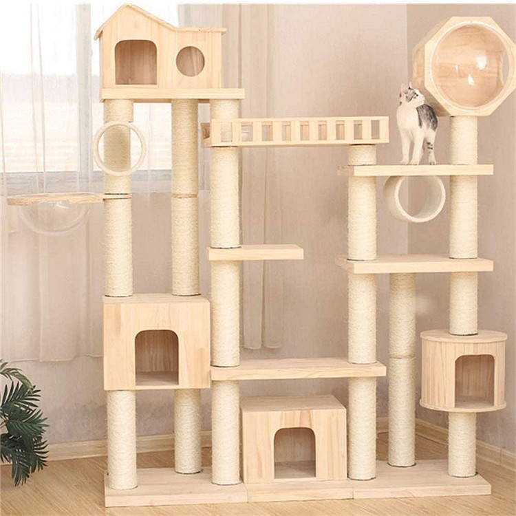 Luxury Solid Wood Cat Climbing Frame Cat Villa Cat Castle Cat Litter Wear-resistant Biting Cat Scratching Board Large Cat Toy