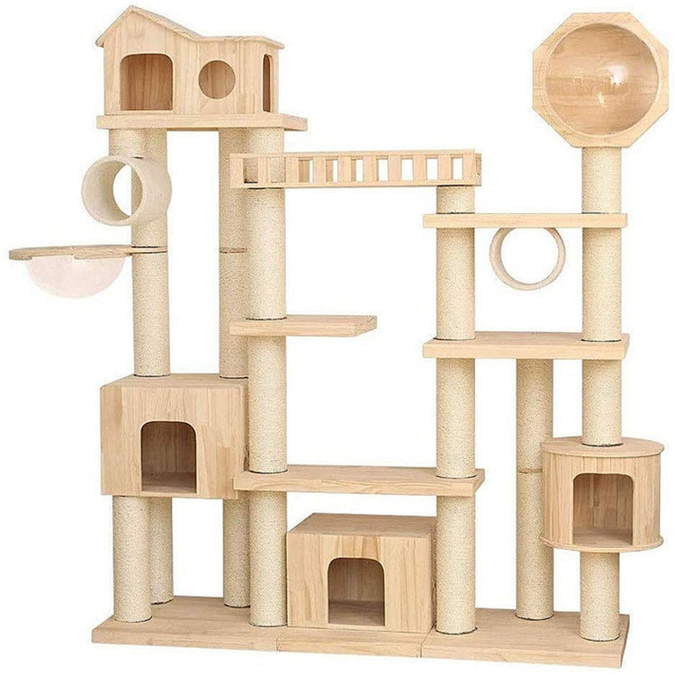 Luxury Solid Wood Cat Climbing Frame Cat Villa Cat Castle Cat Litter Wear-resistant Biting Cat Scratching Board Large Cat Toy