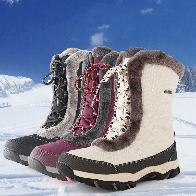 Outdoor Snow Boots Women's Waterproof Anti-skid Snowboard Shoes Warm Travel Equipment Training Trekking Skiing Sports Botas · v2