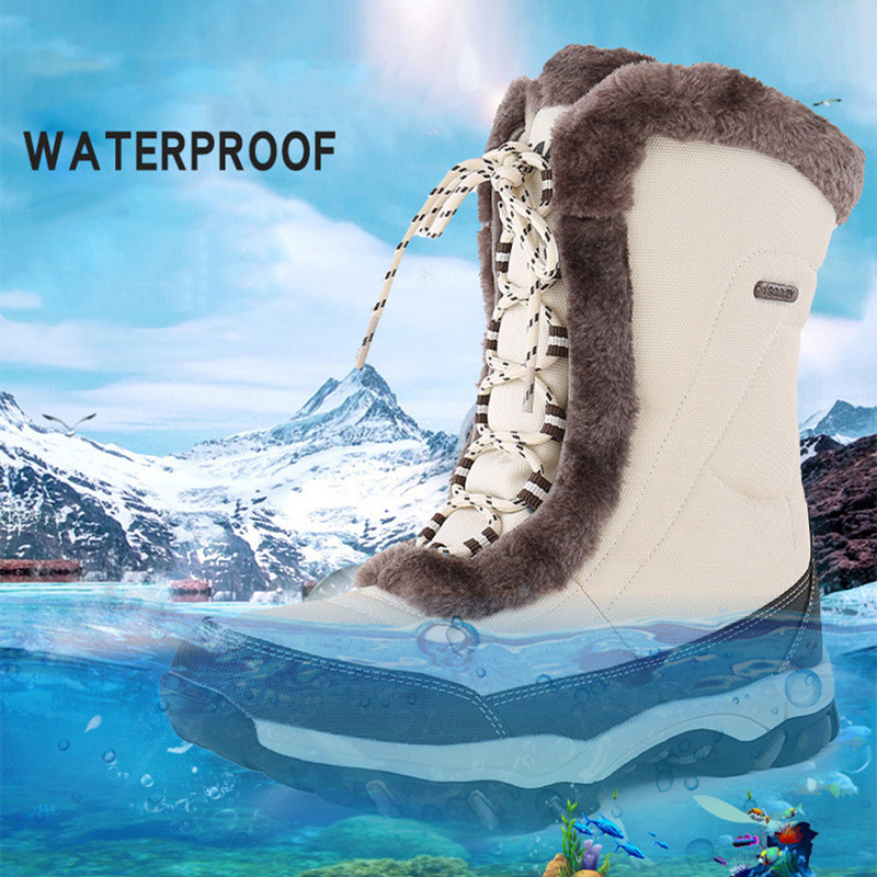 Outdoor Snow Boots Women's Waterproof Anti-skid Snowboard Shoes Warm Travel Equipment Training Trekking Skiing Sports Botas · v2