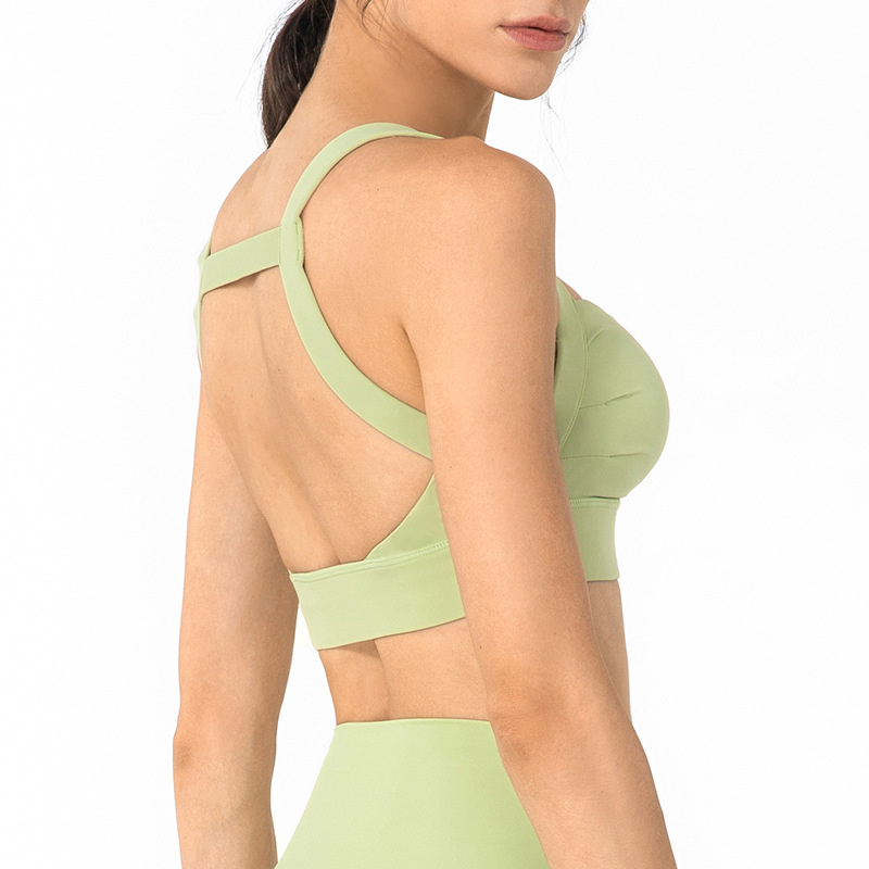 Gepolsterter Sport-BH mit hoher Stütze, quadratischer Halsausschnitt, stoßdämpfende Unterwäsche, offener Rücken, Damen, Laufen, Yoga, Weste, Fitnessstudio, kurz geschnittenes Tanktop