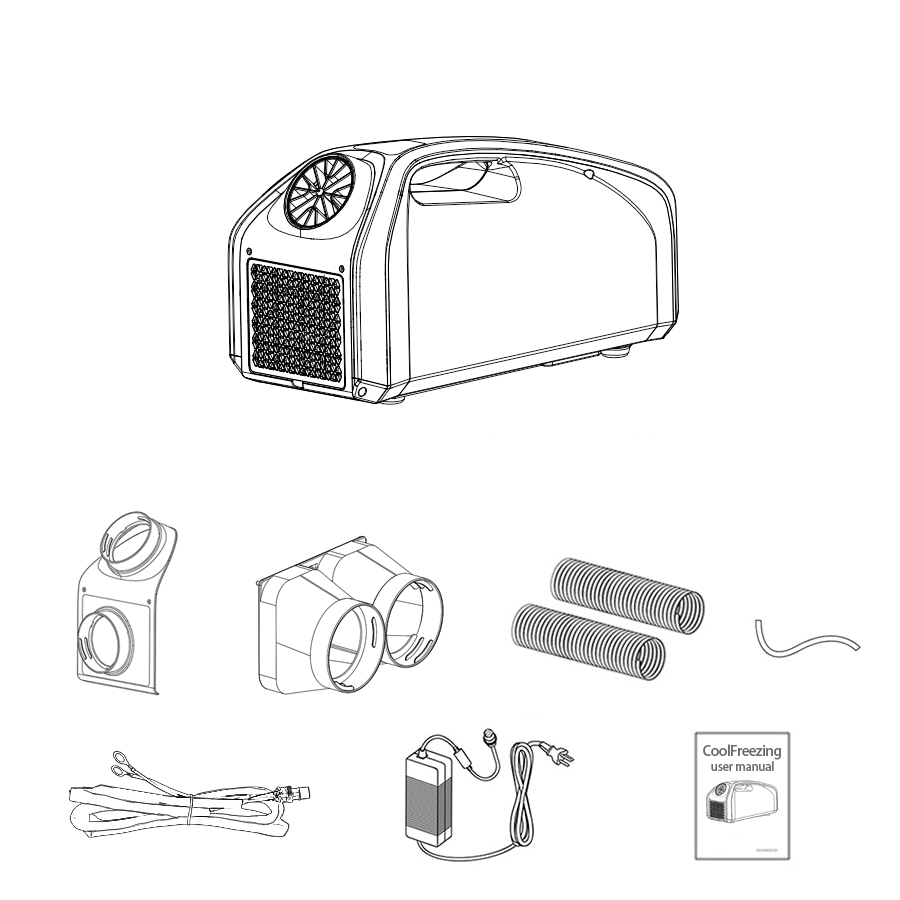 휴대용 에어컨 가정용 에어컨 냉각장치 12V24V DC100-240V AC 3 팬 회전 속도, 60-86°F, 캠핑 텐트, 실내, 실외, RV, 트럭용