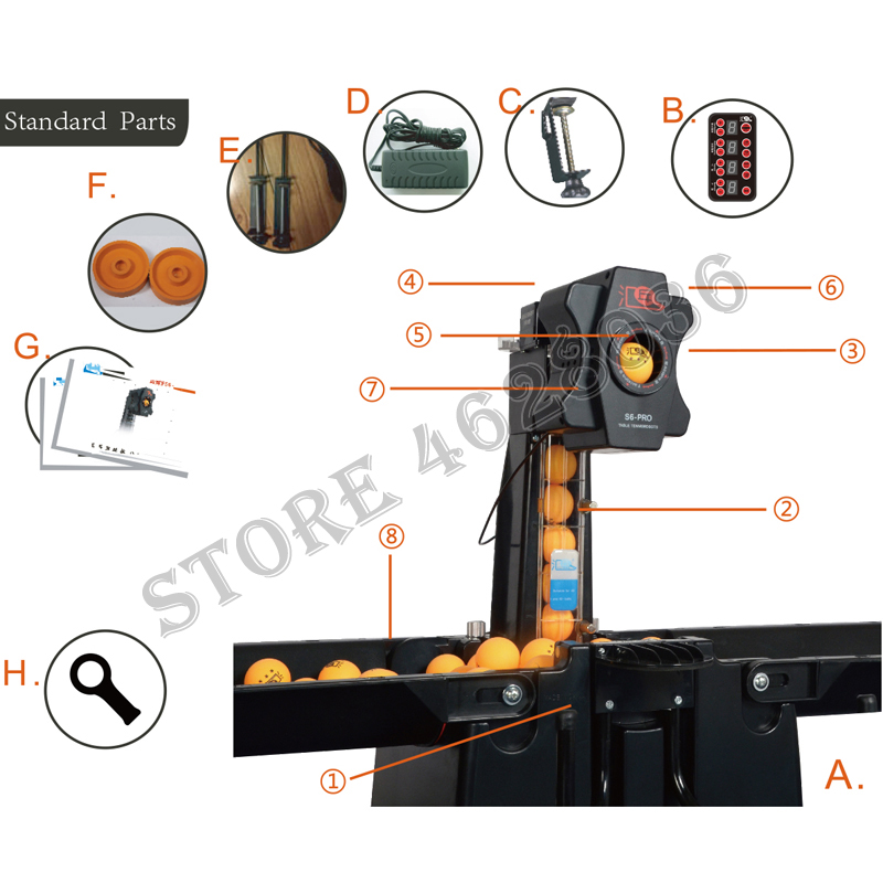 Robot da ping pong professionali Sender Pitching Serve Machine Trainer Rete da raccolta sportiva 100 palline da ping pong S6-PRO